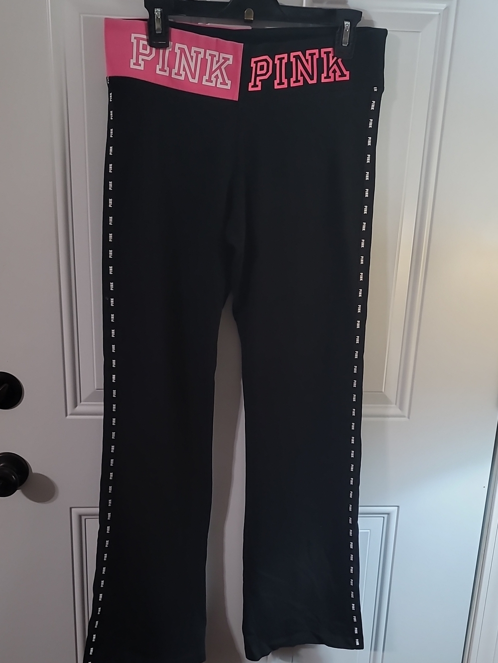 PINK Victoria's Secret Black Leggings with Hot Pink Waistband
